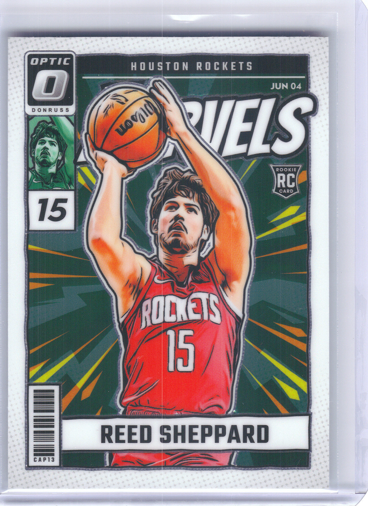2024-25 Donruss Optic #4 Reed Sheppard Net Marvels Houston Rockets