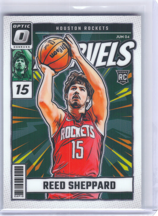 2024-25 Donruss Optic #4 Reed Sheppard Net Marvels Houston Rockets