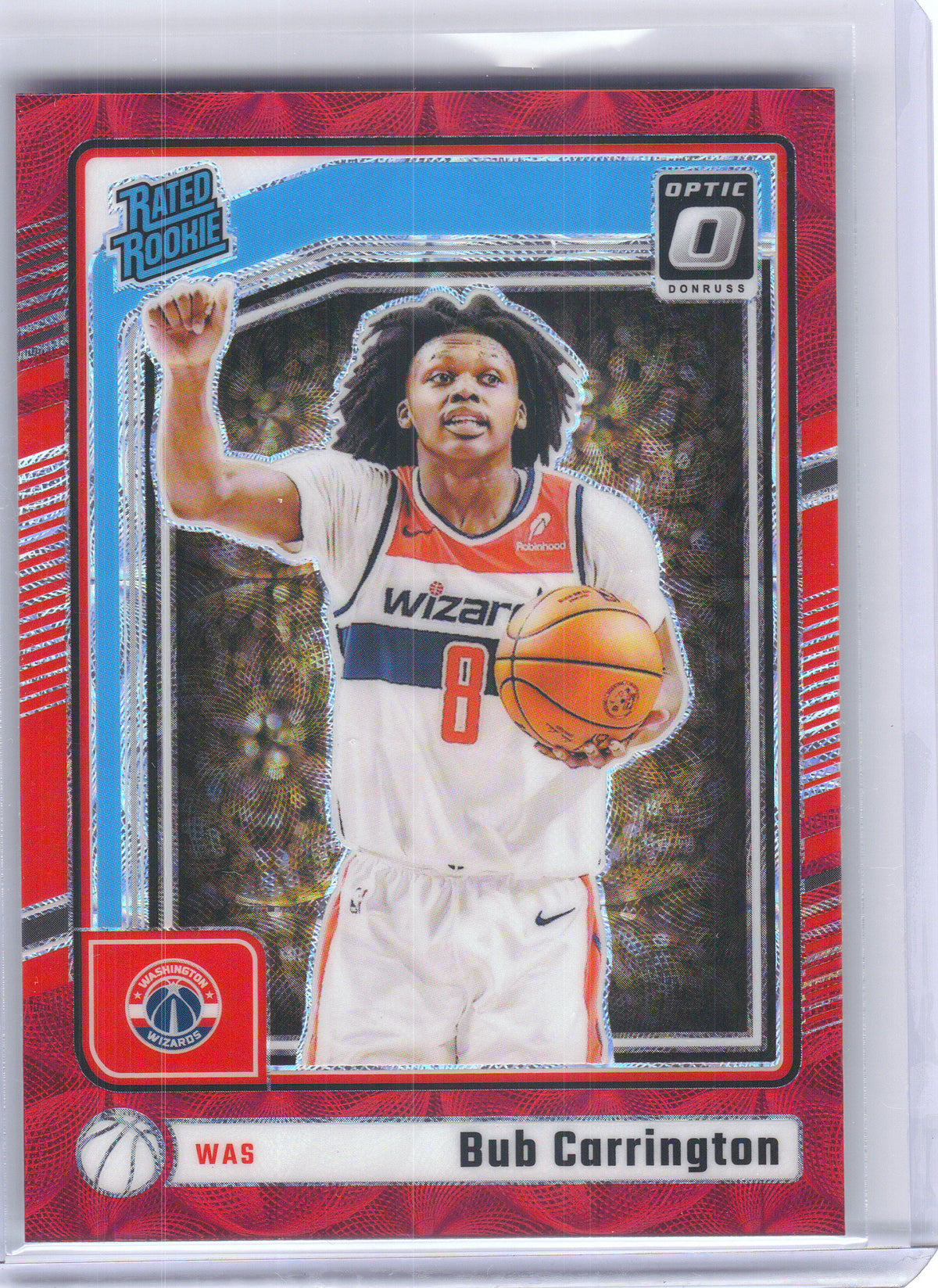 2024-25 Donruss Optic #273 Bub Carrington Red International Washington Wizards RC