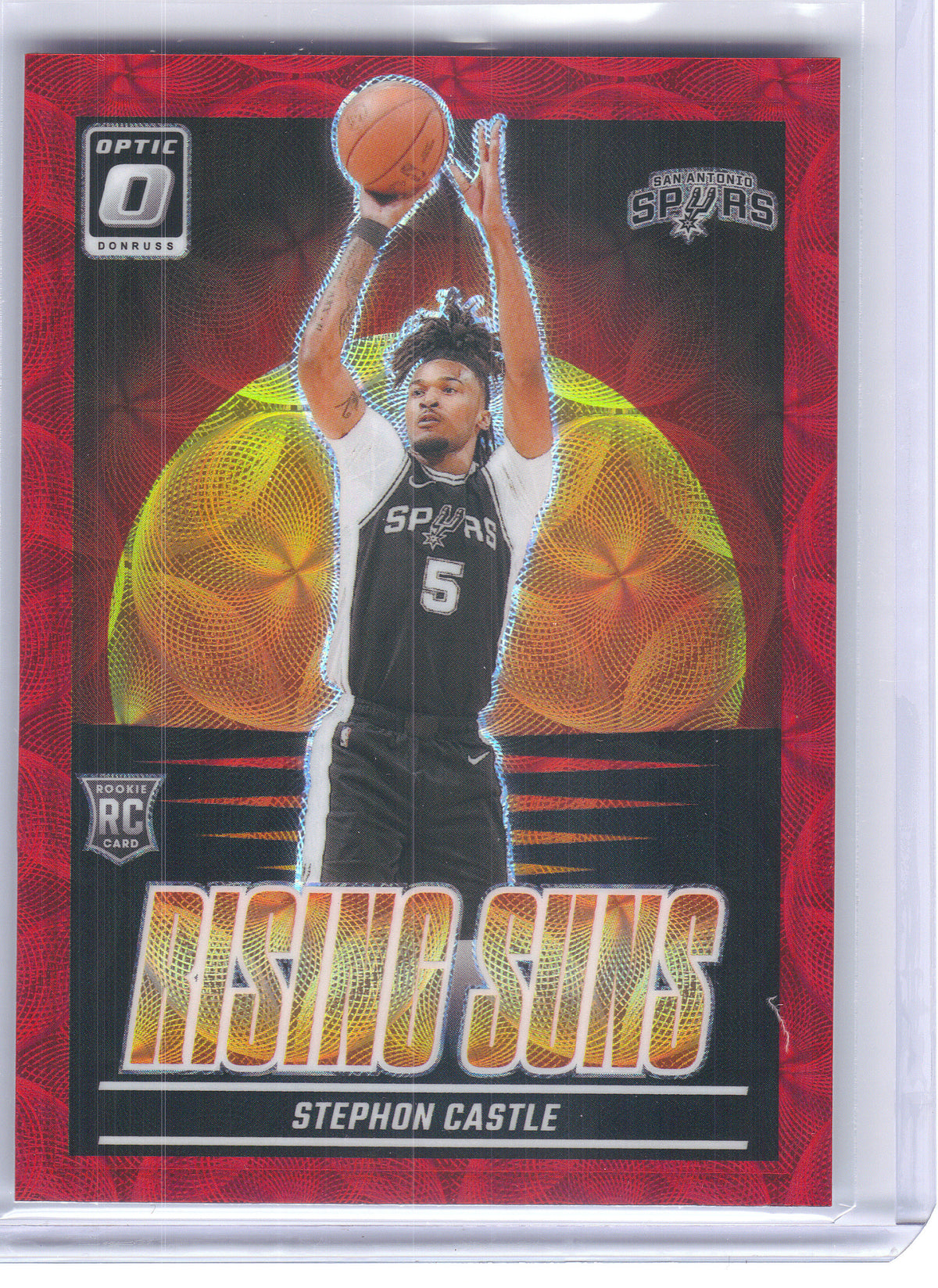 2024-25 Donruss Optic #6 Stephon Castle Rising Suns Red International San Antonio Spurs