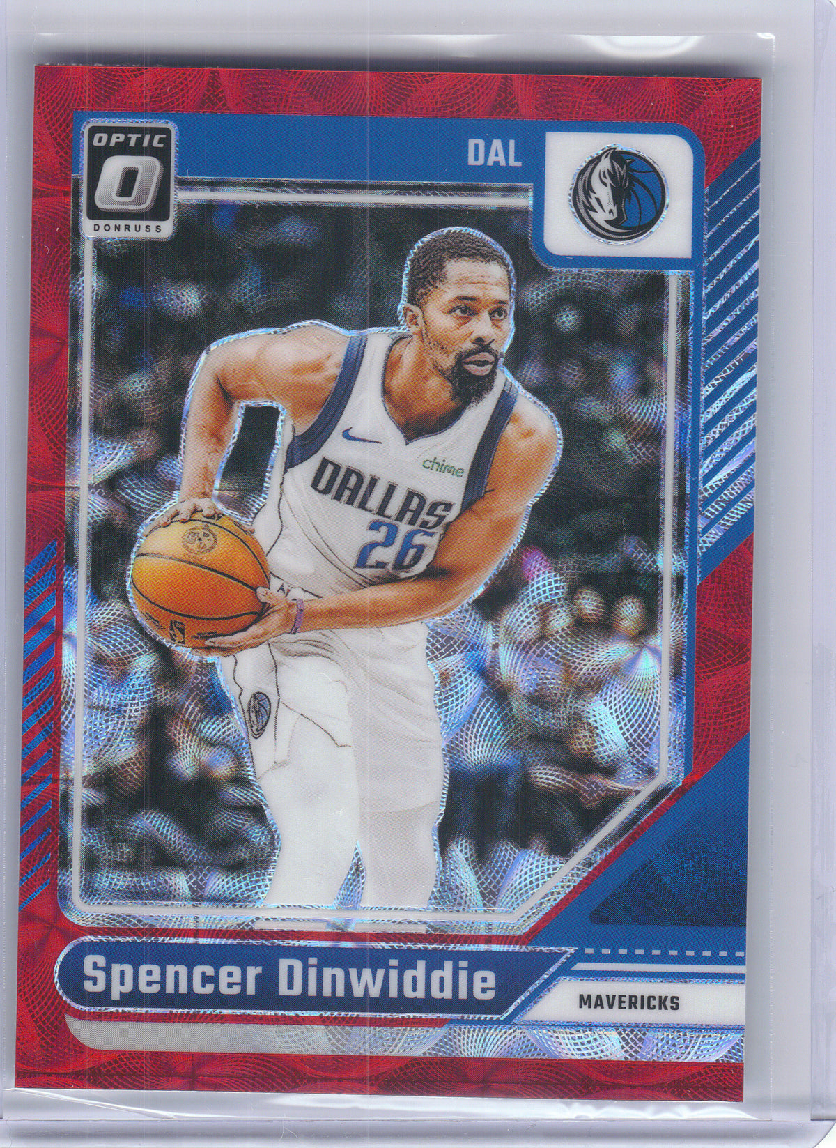 2024-25 Donruss Optic #54 Spencer Dinwiddie Red International Dallas Mavericks