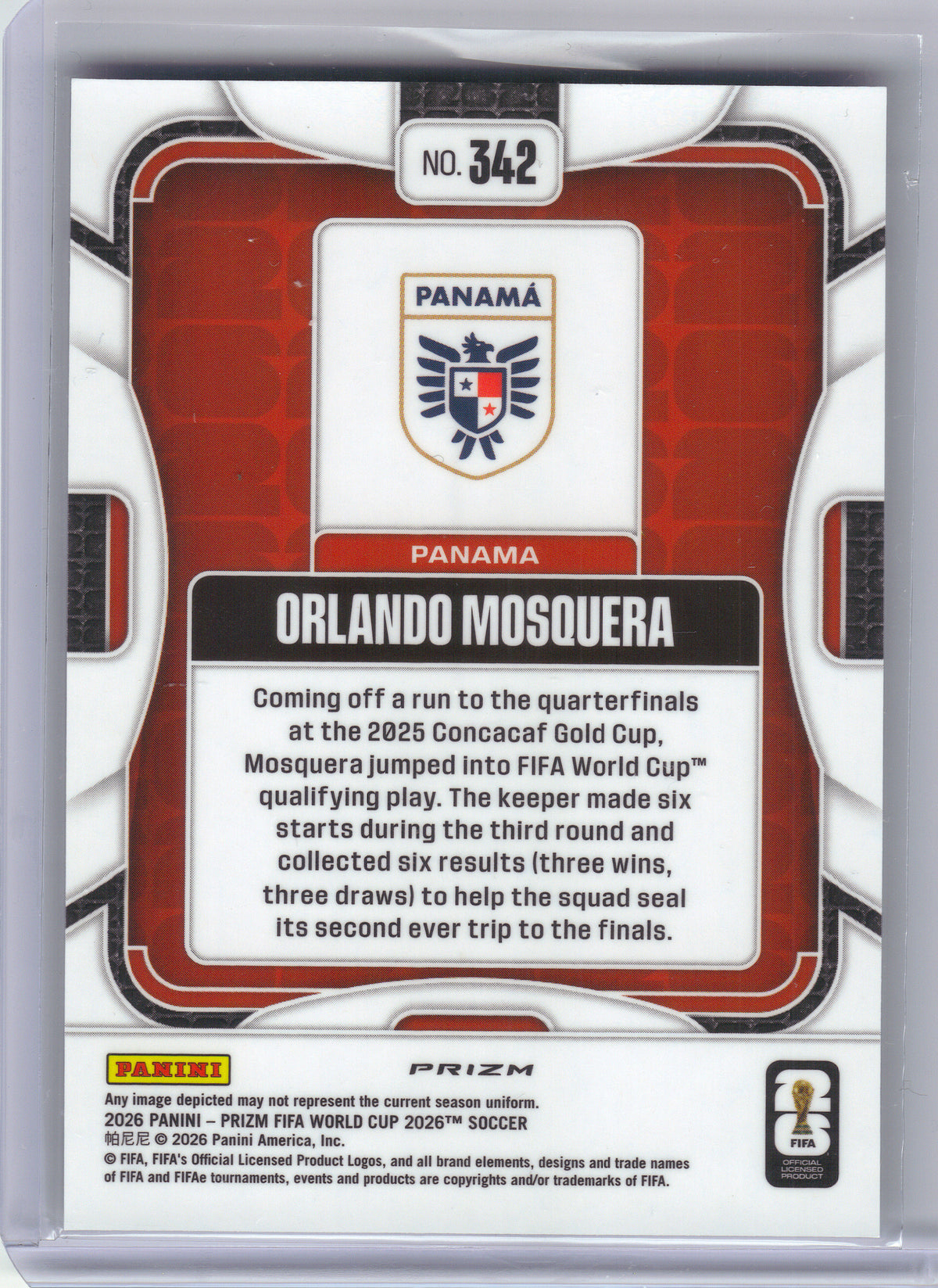2026 Panini Prizm FIFA World Cup #342 Orlando Mosquera Disco Prizms Panama RC