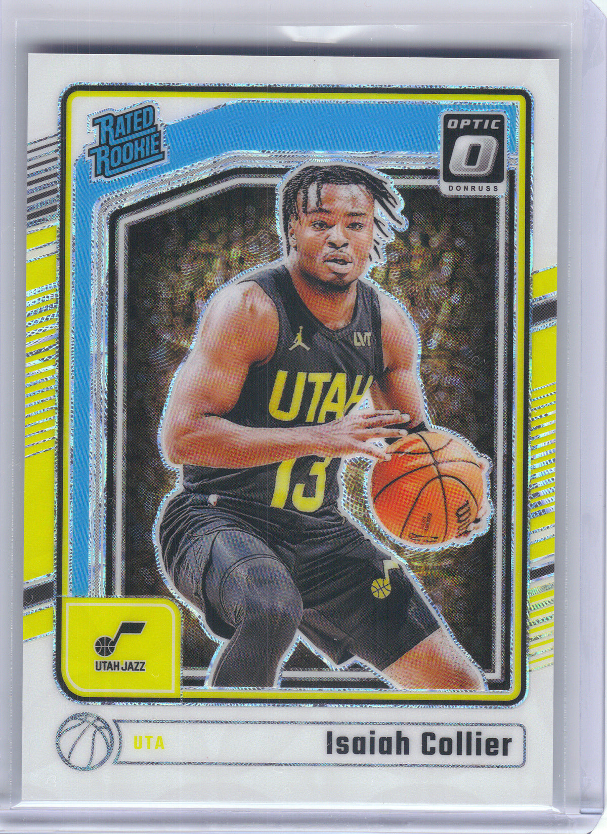 2024-25 Donruss Optic #295 Isaiah Collier White International #/15 Utah Jazz SN, RC