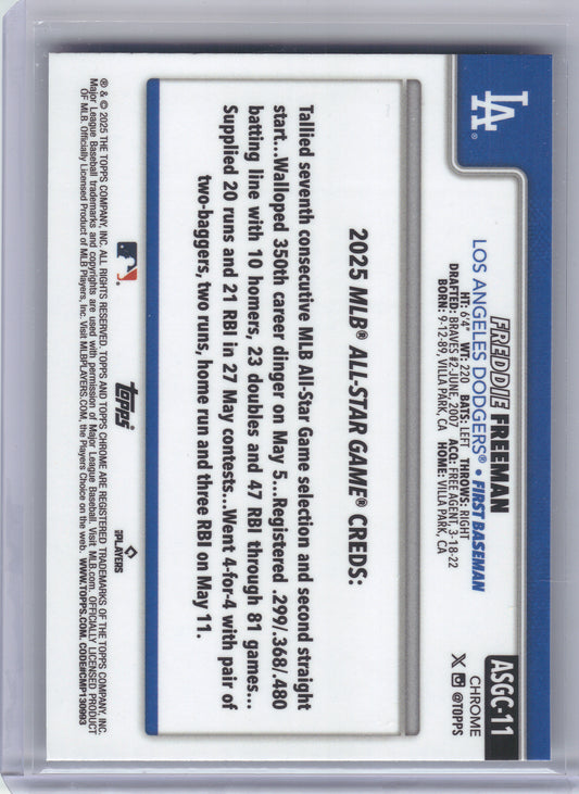 2025 Topps Update #ASG-4 Freddie Freeman 2025 All-Star Game Los Angeles Dodgers