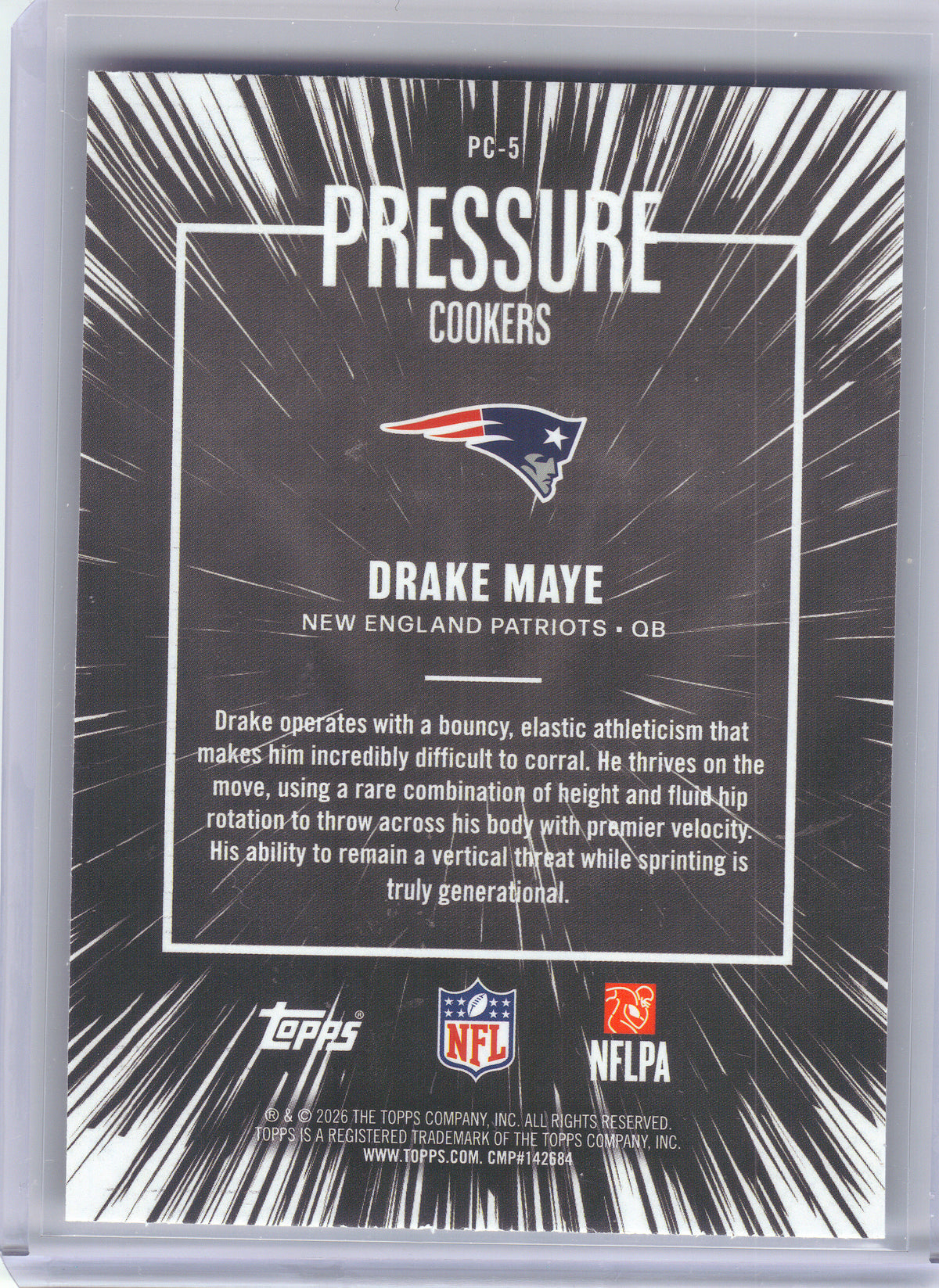 2026 Topps Flagship #PC-5 Drake Maye Pressure Cookers New England Patriots
