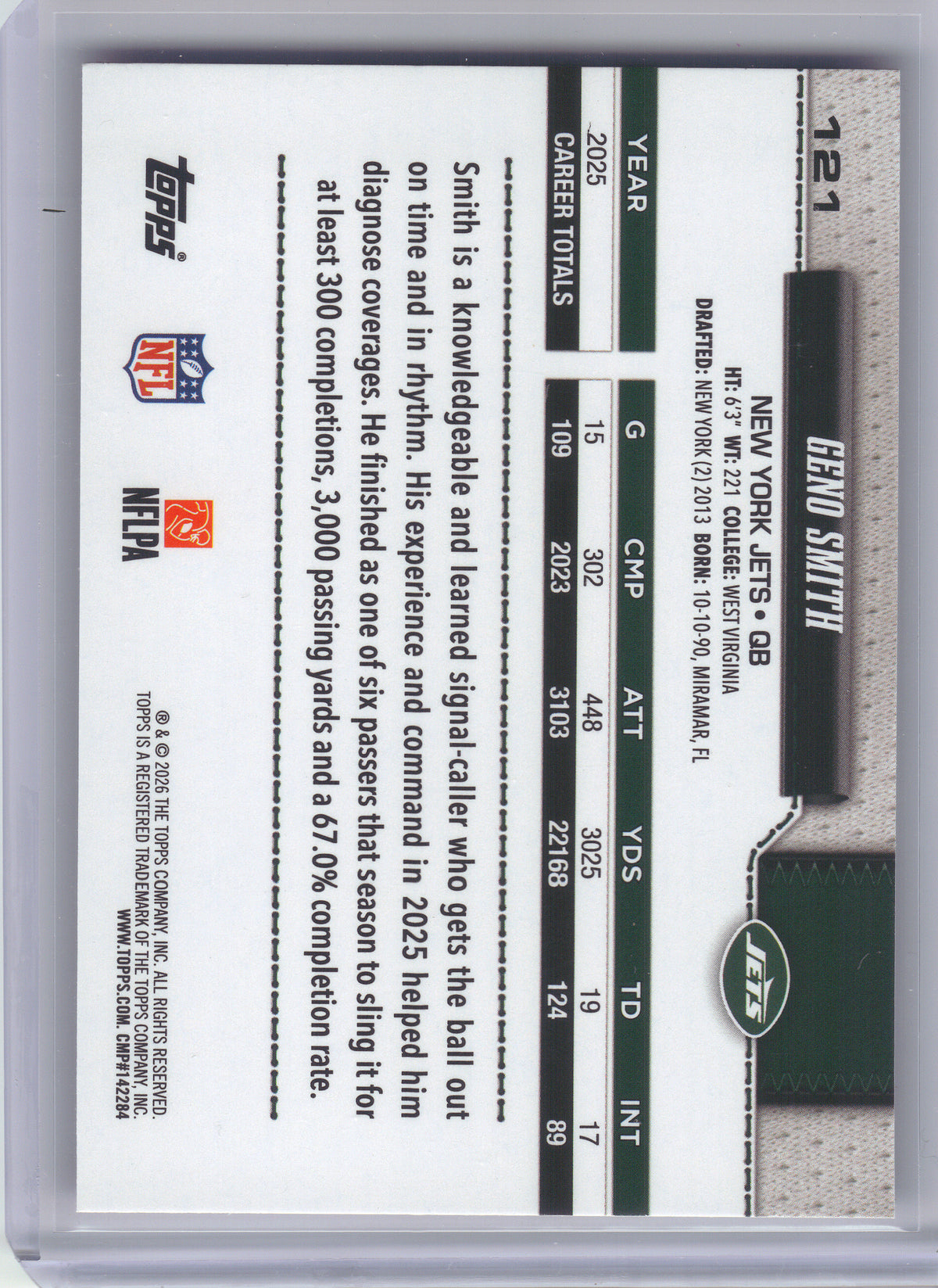 2026 Topps Flagship #121 Geno Smith Pink Holo Foil New York Jets