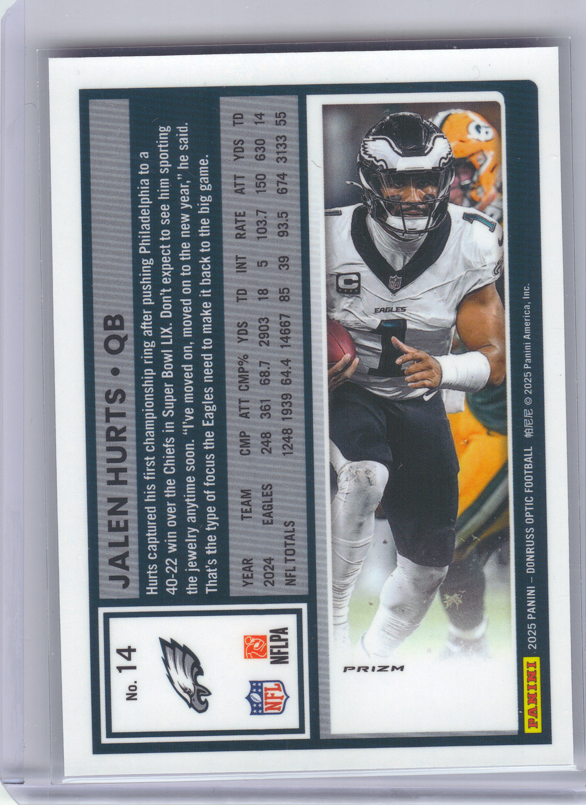 2025 Donruss Optic #14 Jalen Hurts Stars Philadelphia Eagles