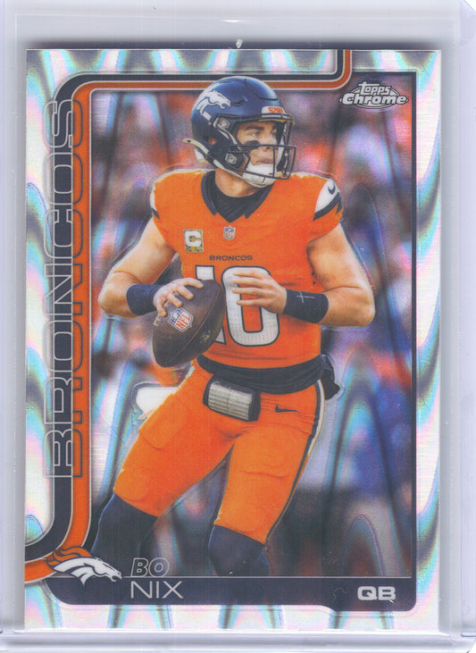 2025 Topps Chrome #88 Bo Nix Ray Wave Refractor Denver Broncos