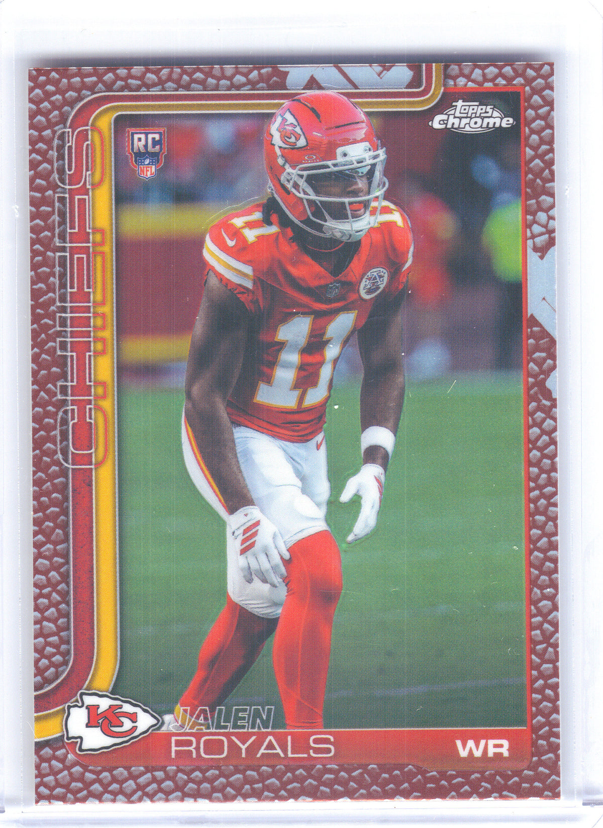 2025 Topps Chrome #337 Jalen Royals Football Leather Refractor Kansas City Chiefs RC