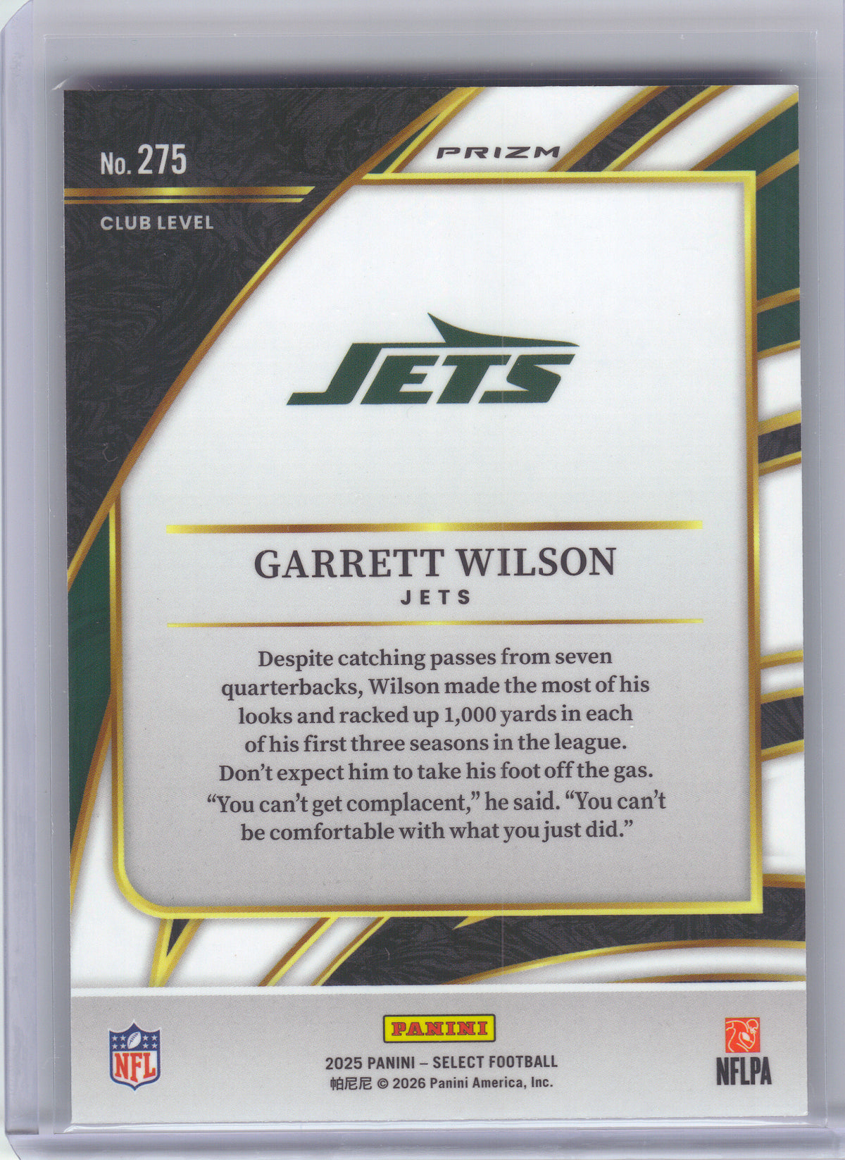 2025 Panini Select #275 Garrett Wilson Pink Prizm Shock New York Jets