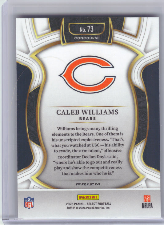 2025 Panini Select #73 Caleb Williams Pink Prizm Shock Chicago Bears