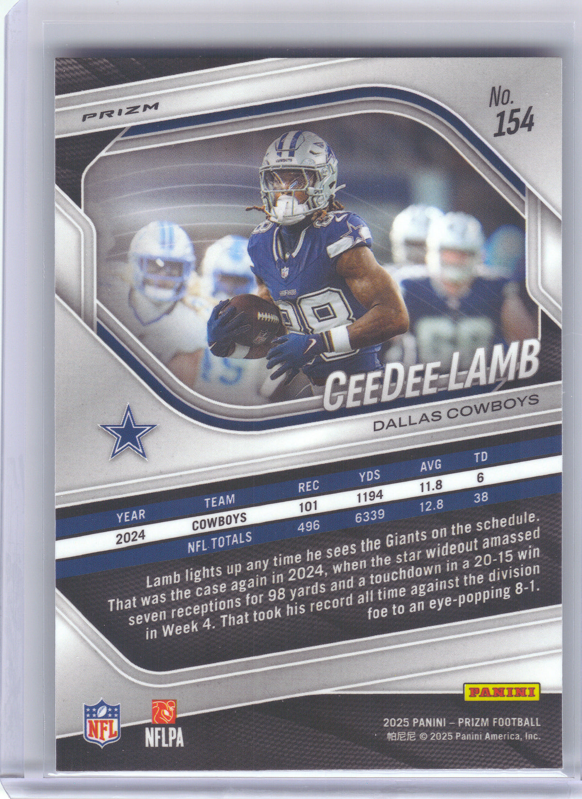 2025 Panini Prizm #154 CeeDee Lamb Silver Dallas Cowboys
