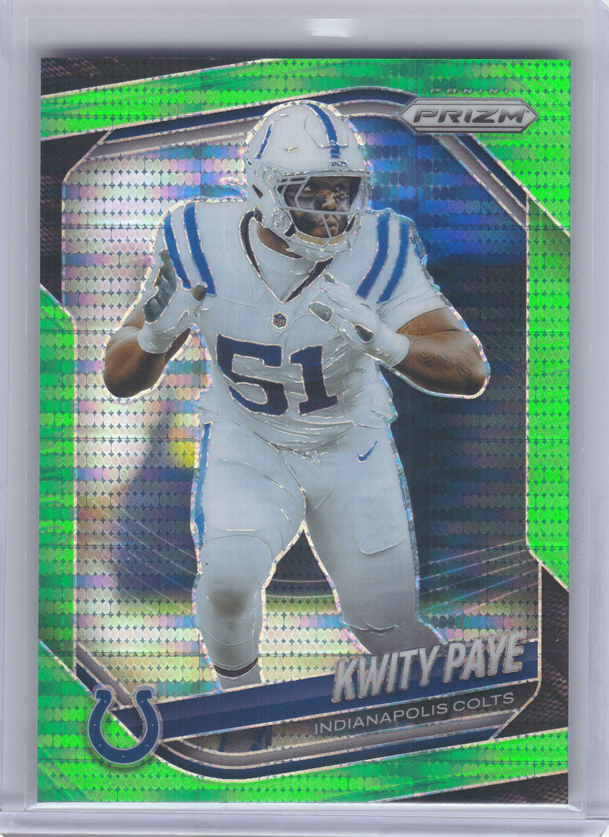 2025 Panini Prizm #286 Kwity Paye Neon Green Pulsar Indianapolis Colts