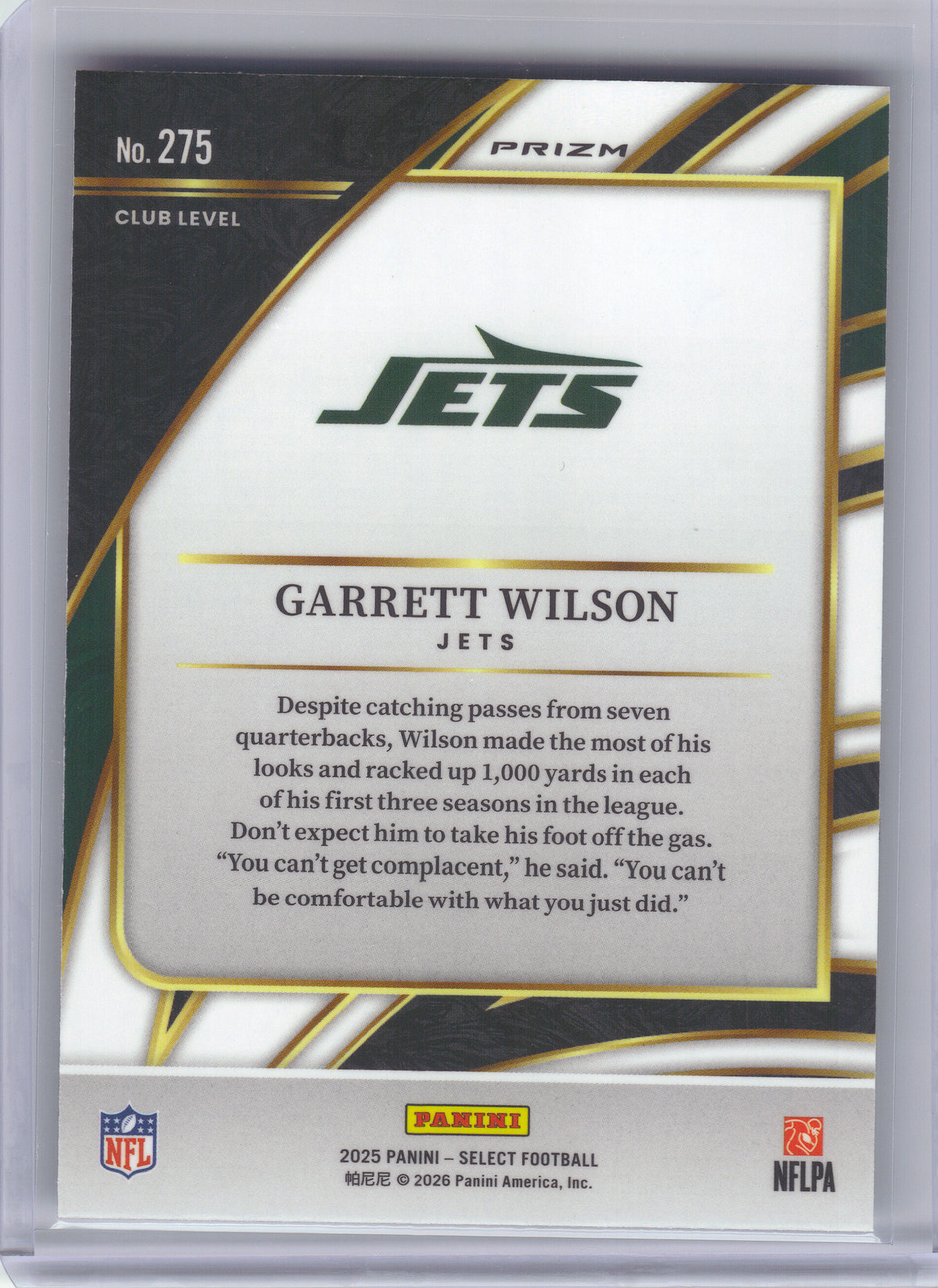 2025 Panini Select #275 Garrett Wilson Red and Blue Prizm Shock New York Jets