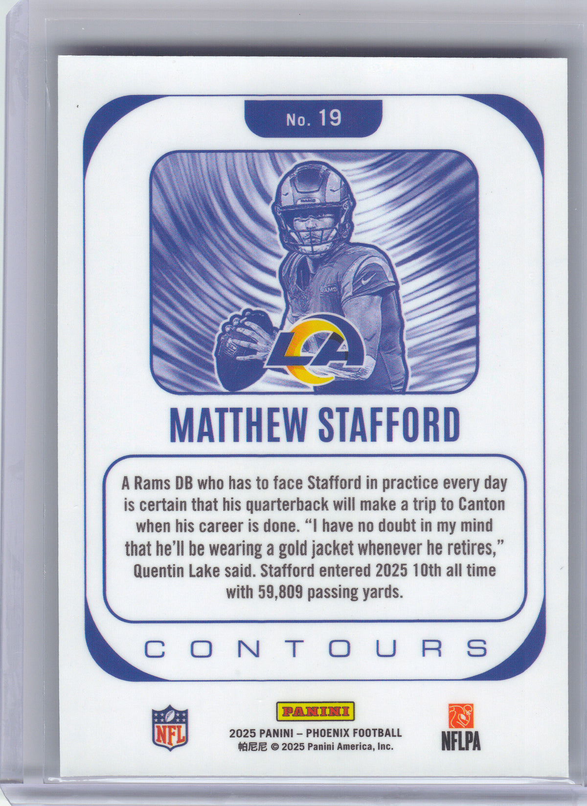 2025 Panini Phoenix #19 Matthew Stafford Contours Los Angeles Rams