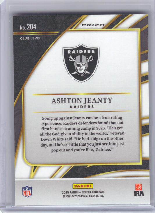 2025 Panini Select #4 Ashton Jeanty Pink Prizm Shock Las Vegas Raiders RC
