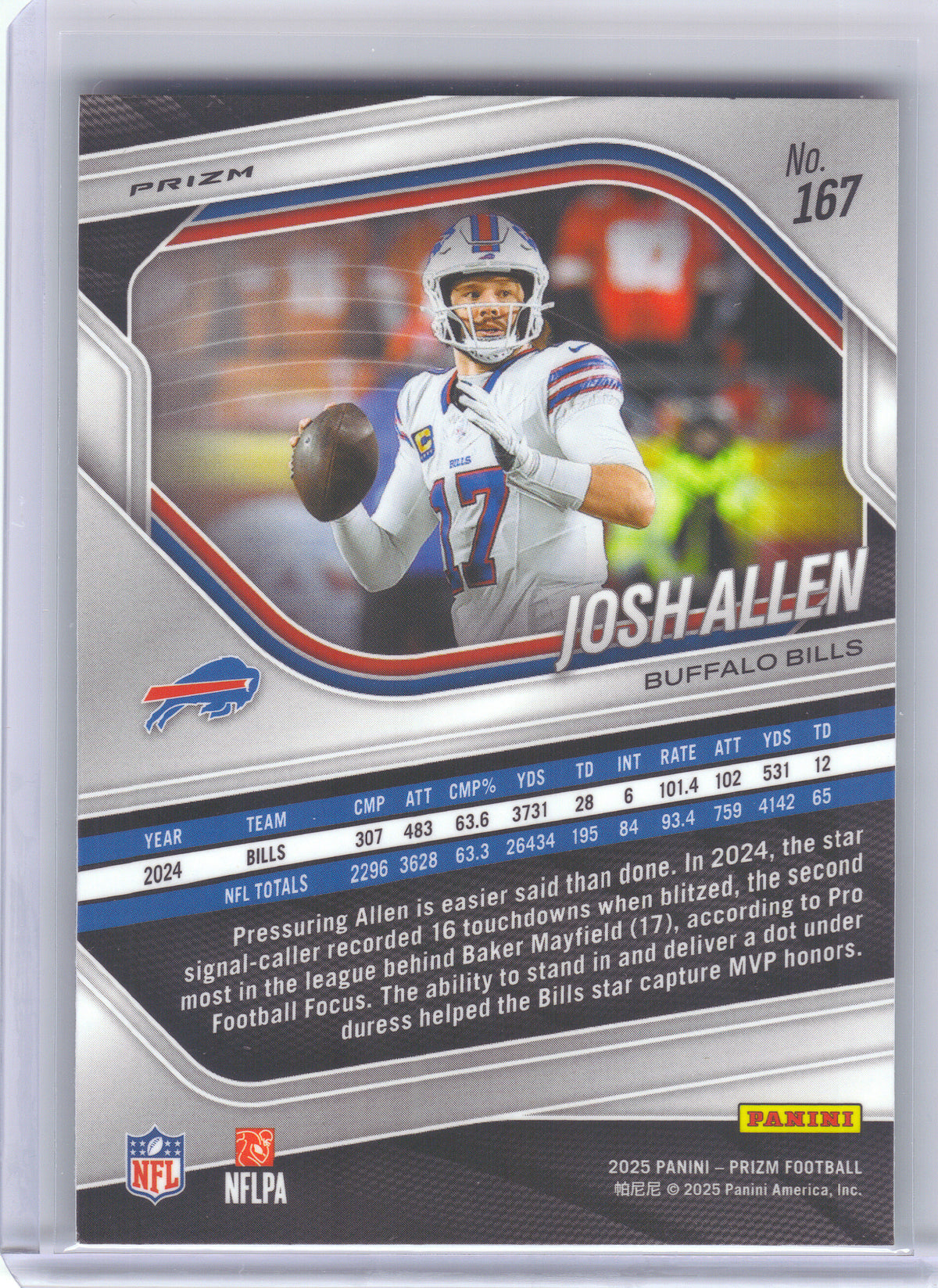 2025 Panini Prizm #167 Josh Allen Neon Green Pulsar Buffalo Bills