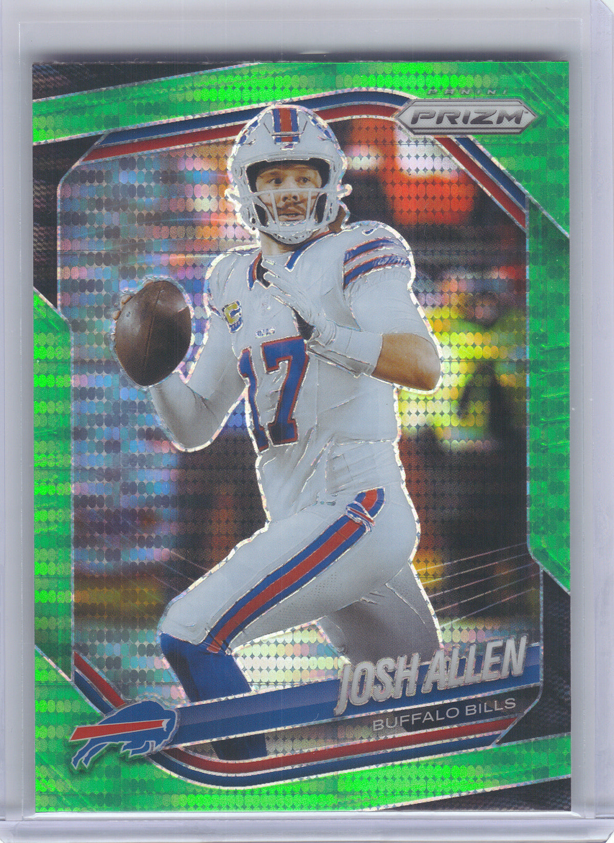 2025 Panini Prizm #167 Josh Allen Neon Green Pulsar Buffalo Bills
