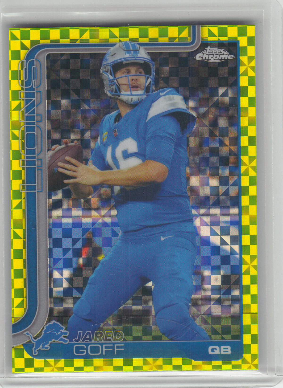 2025 Topps Chrome #102 Jared Goff Lime Green X-Fractor Detroit Lions