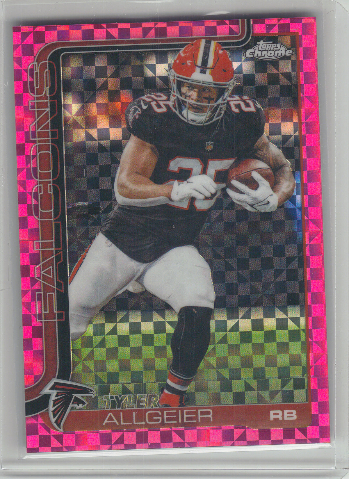 2025 Topps Chrome #17 Tyler Allgeier Hot Pink X-Fractor Atlanta Falcons