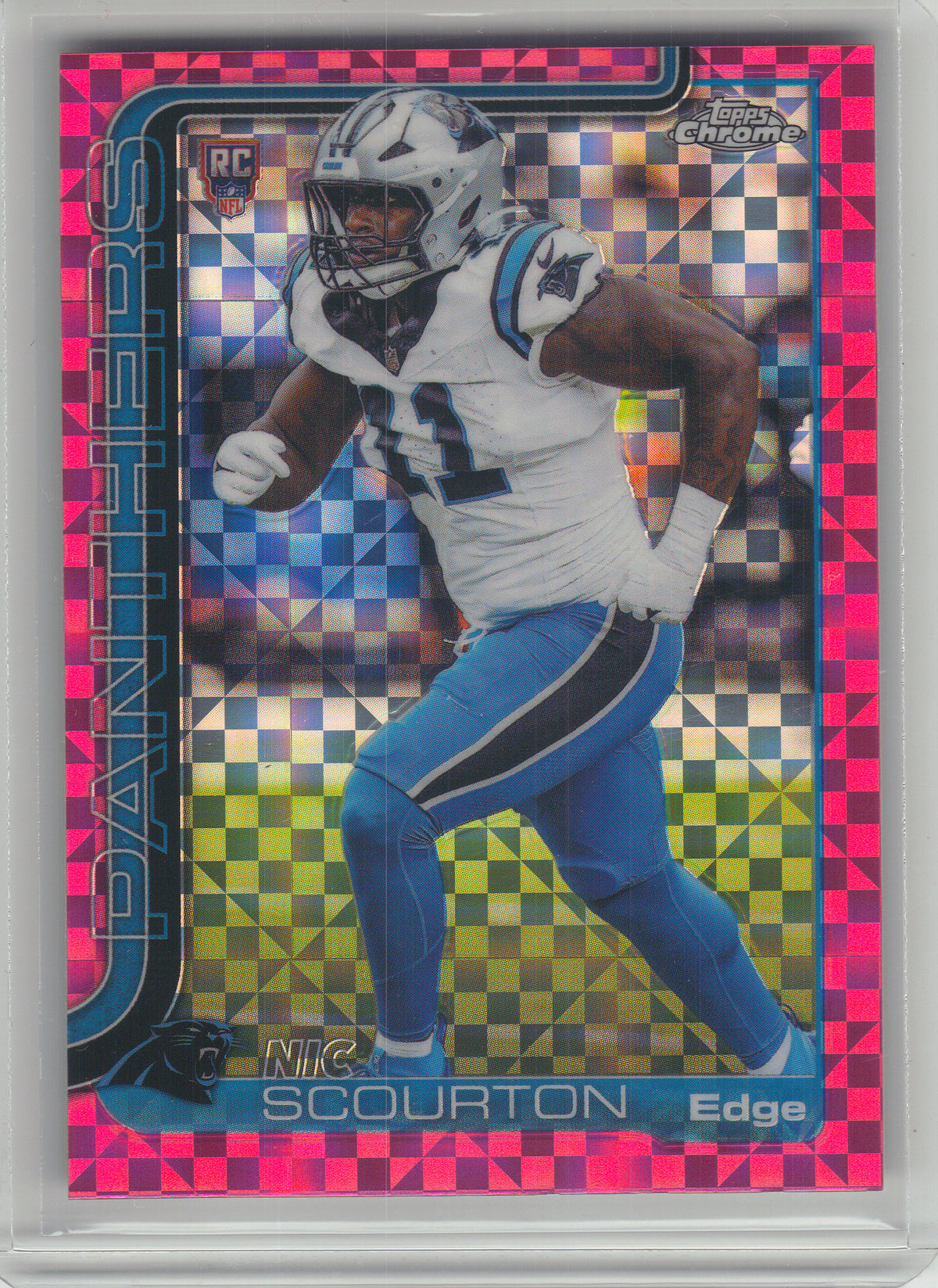 2025 Topps Chrome #353 Nic Scourton Hot Pink X-Fractor Carolina Panthers RC