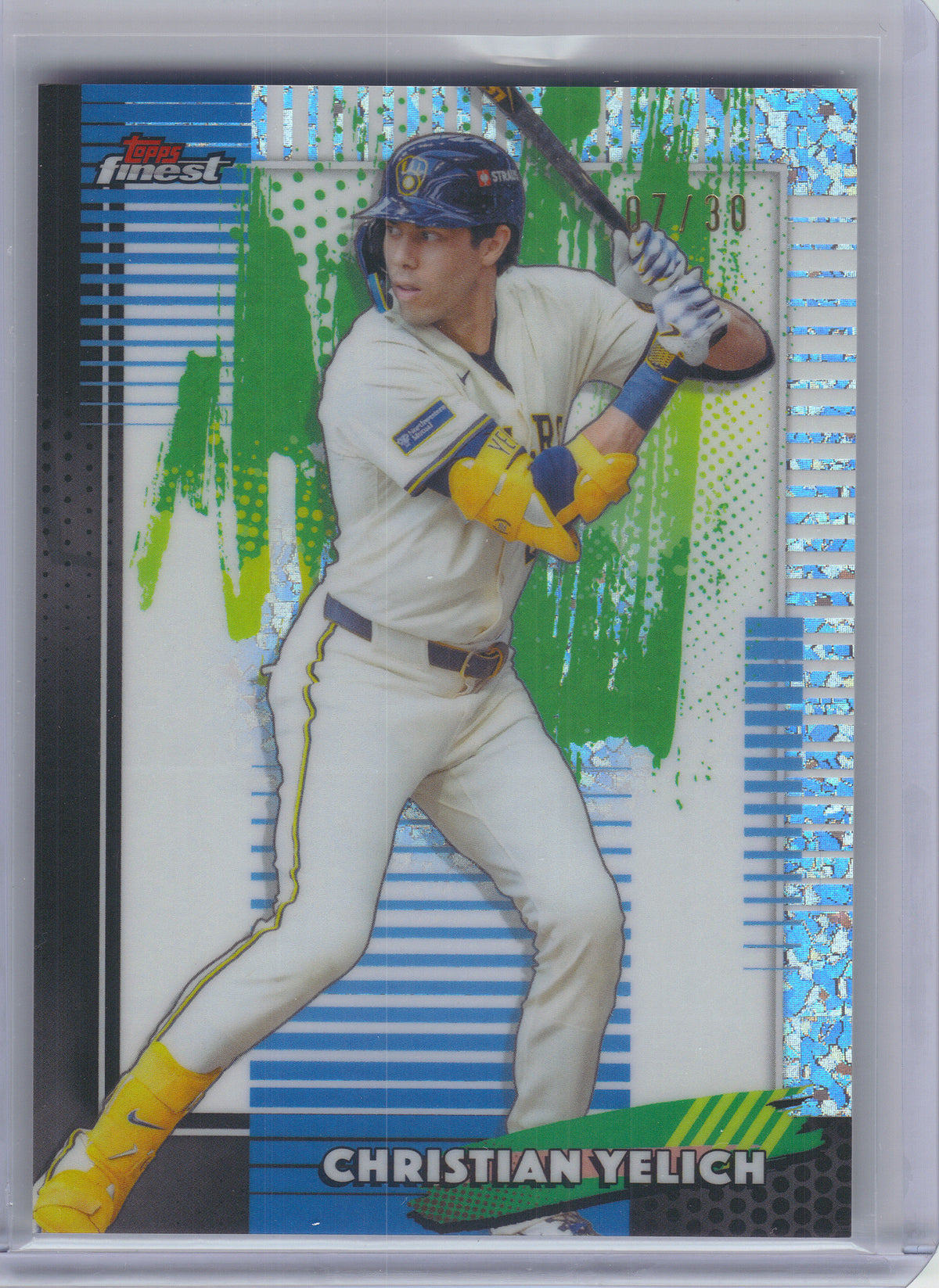 2026 Finest #49 Christian Yelich White Mini-Diamond Refractors #/30 Milwaukee Brewers SN
