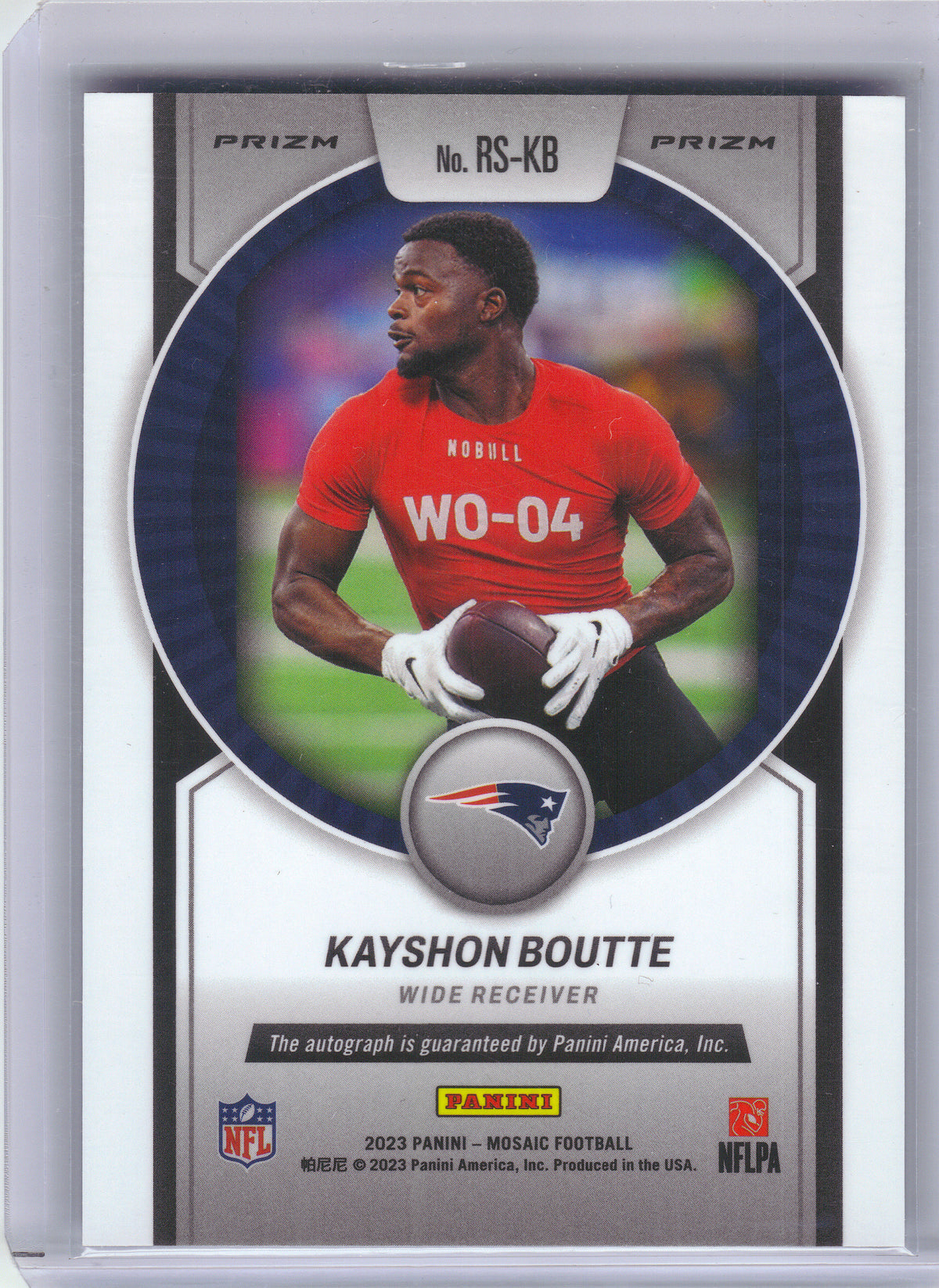 2023 Panini Mosaic #RS-KB Kayshon Boutte Rookie Scripts No Huddle Blue New England Patriots AU