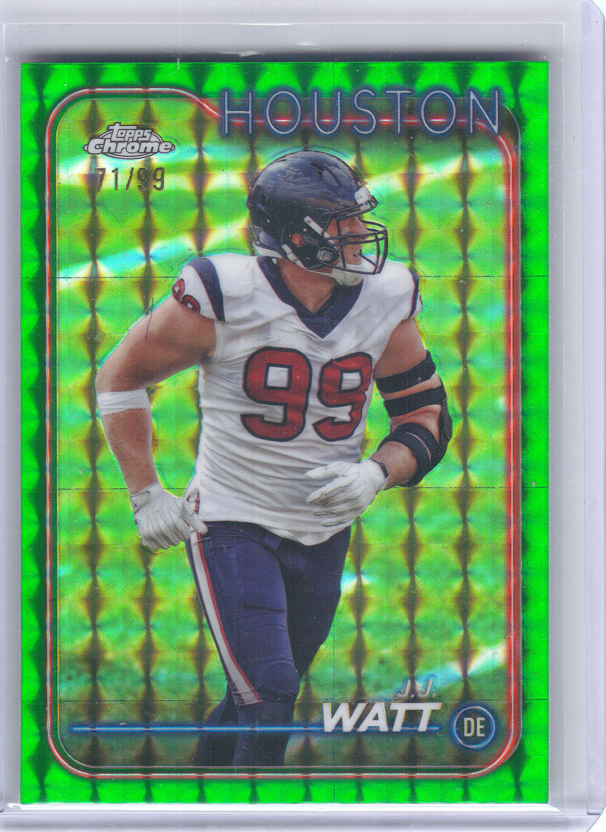 2024 Topps Chrome #82 J.J. Watt Green Geometric Refractor #/99 Houston Texans SN