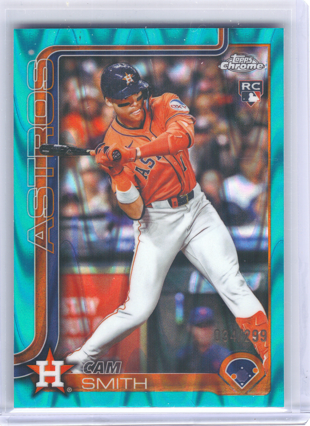 2025 Topps Chrome Update #USC145 Cam Smith Teal RayWave Refractor #/299 Houston Astros SN, RC