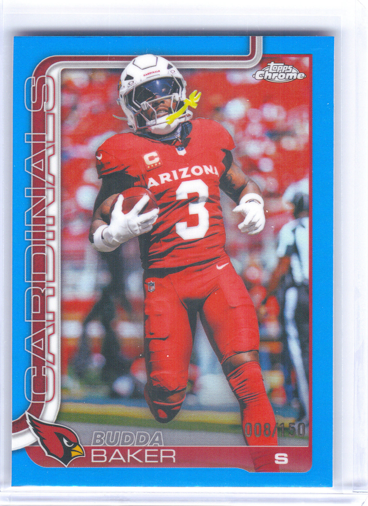 2025 Topps Chrome #8 Budda Baker Blue Refractor #/150 Arizona Cardinals SN