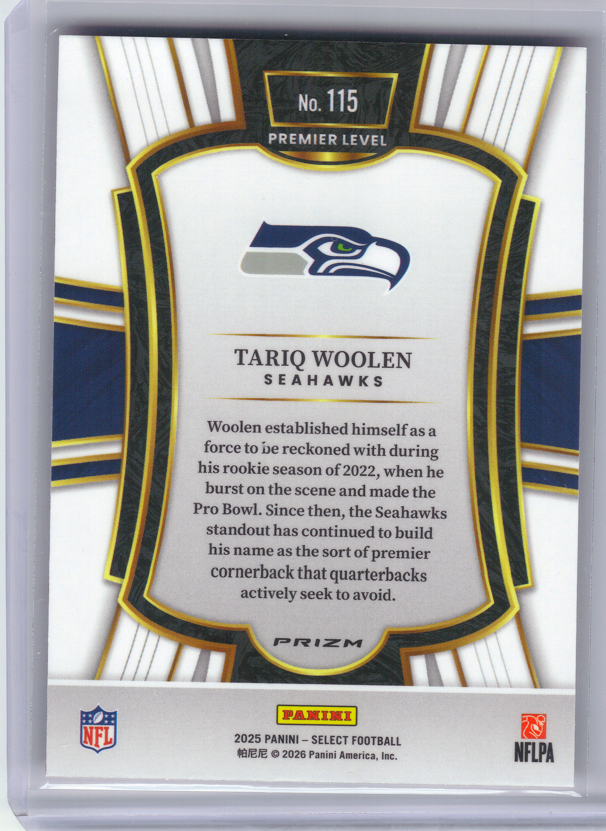 2025 Panini Select #115 Tariq Woolen Pink Prizm Shock Seattle Seahawks