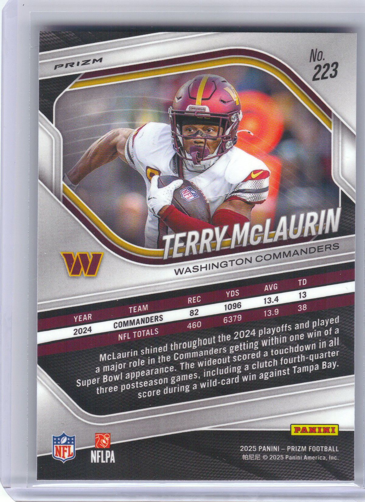 2025 Panini Prizm #223 Terry McLaurin Silver Washington Commanders