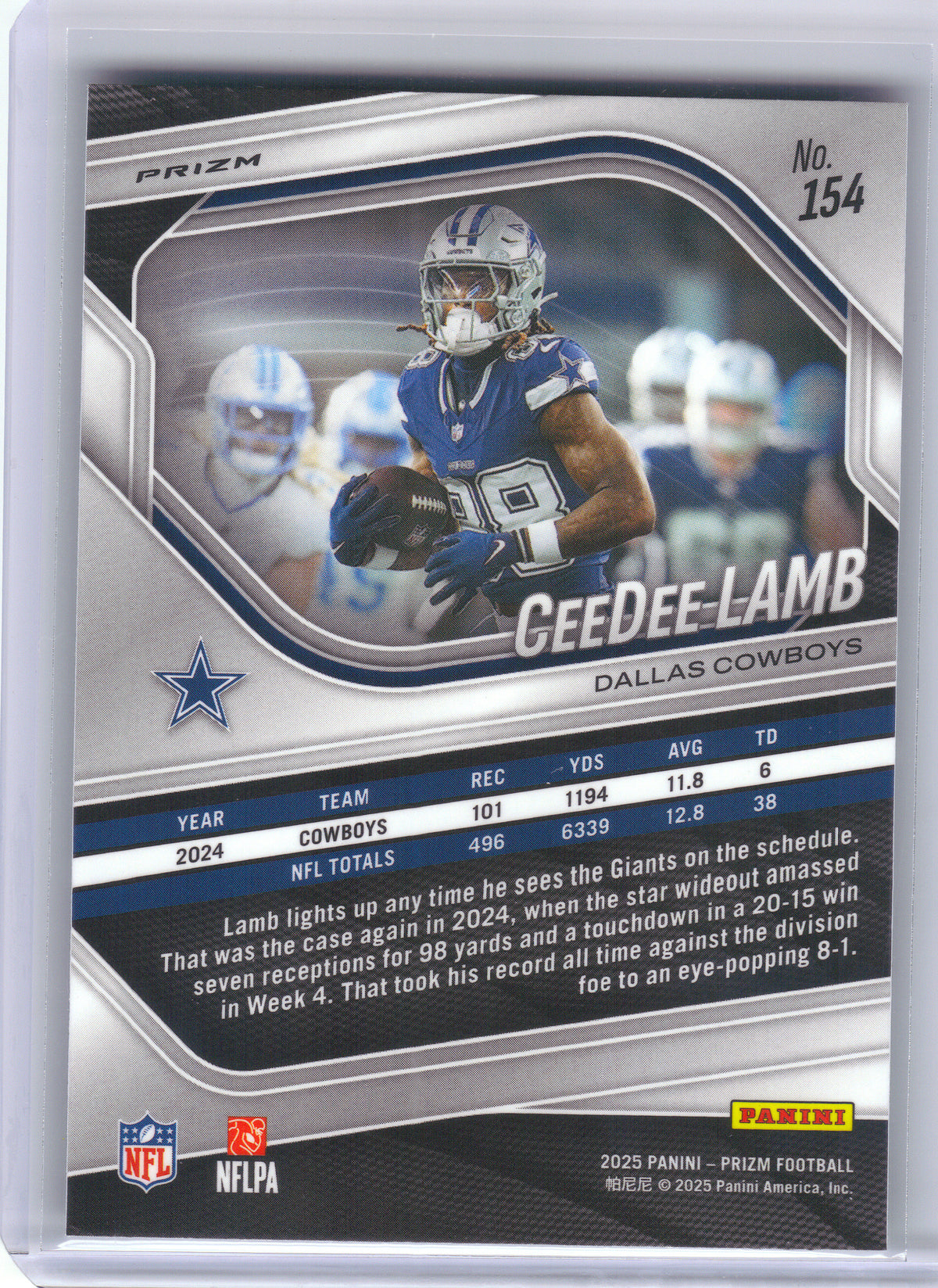 2025 Panini Prizm #154 CeeDee Lamb Neon Green Pulsar Dallas Cowboys
