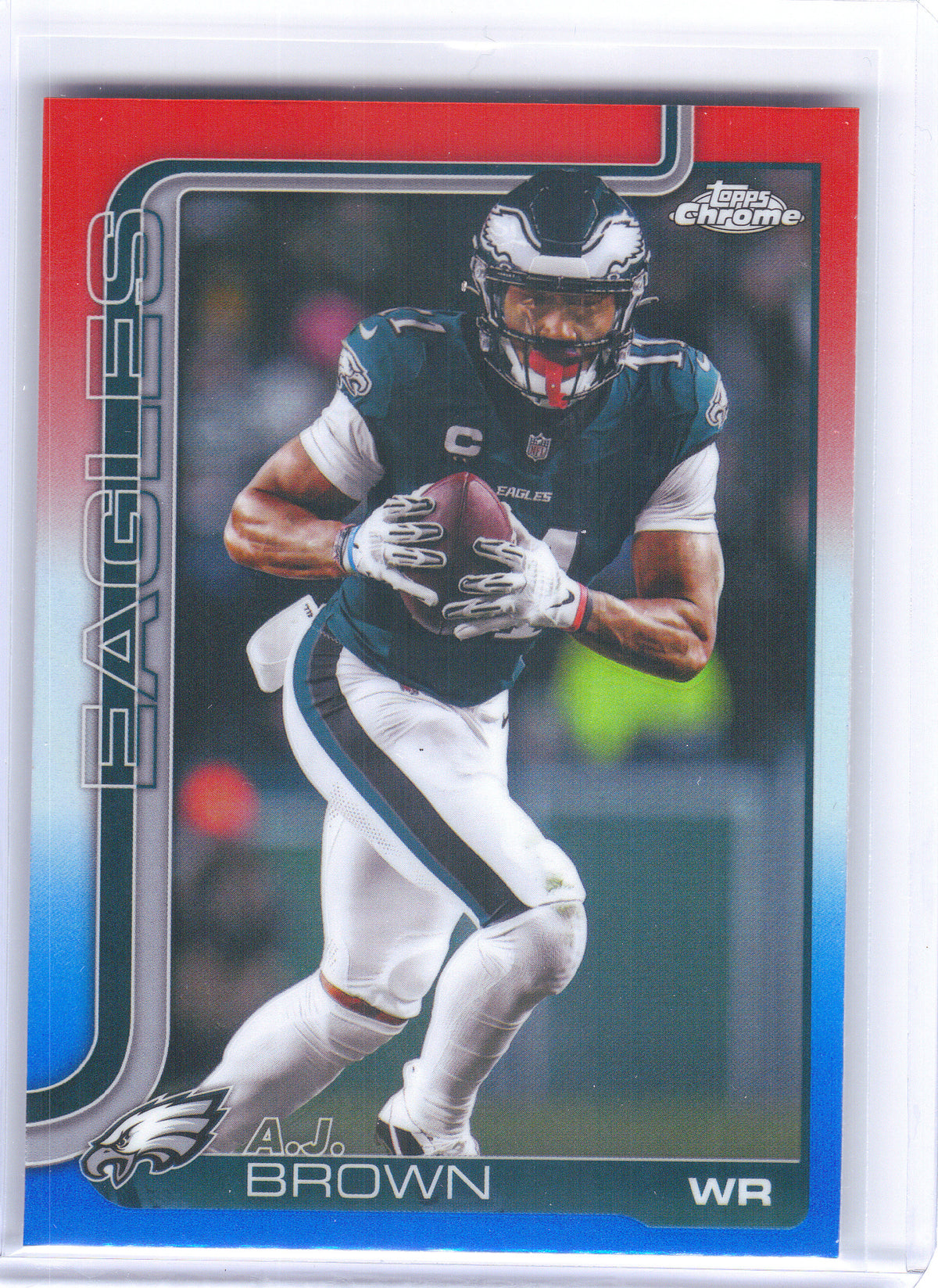 2025 Topps Chrome #243 A.J. Brown Red White and Blue Refractor Philadelphia Eagles