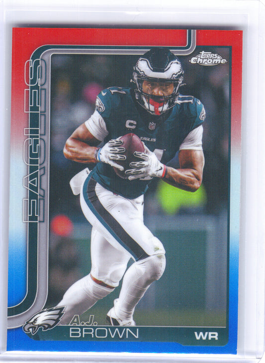 2025 Topps Chrome #243 A.J. Brown Red White and Blue Refractor Philadelphia Eagles