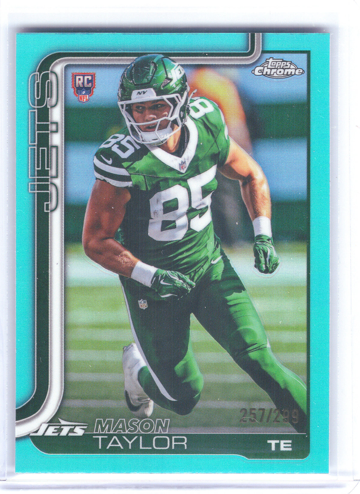 2025 Topps Chrome #400 Mason Taylor Teal Refractor #/299 New York Jets SN, RC