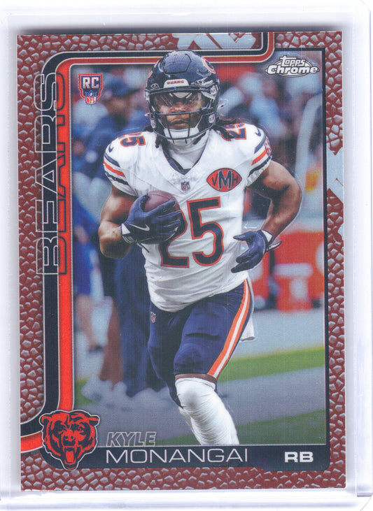 2025 Topps Chrome #382 Kyle Monangai Football Leather Refractor Chicago Bears RC