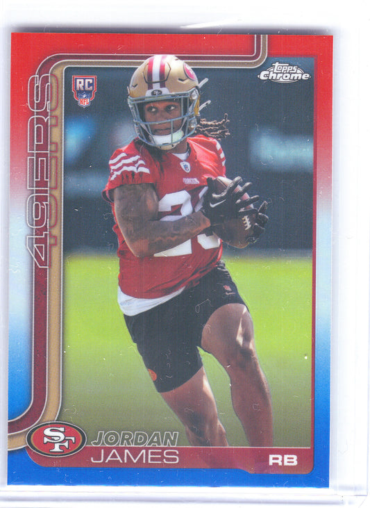 2025 Topps Chrome #329 Jordan James Red White and Blue Refractor San Francisco 49ers RC