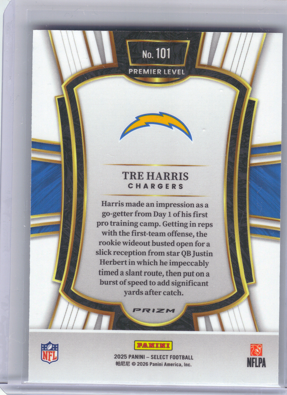 2025 Panini Select #101 Tre Harris Silver Prizm Los Angeles Chargers RC