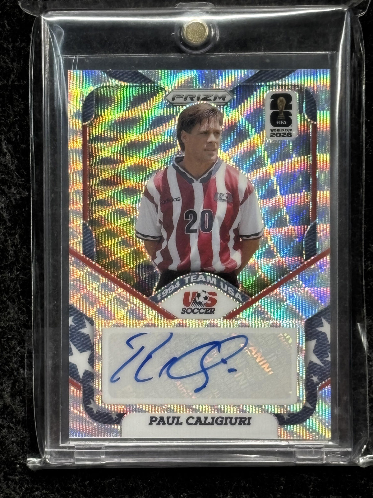 2026 Panini Prizm FIFA World Cup #94-PC Paul Caligiuri 1994 Team USA Signatures Preferred Prizm USA AU