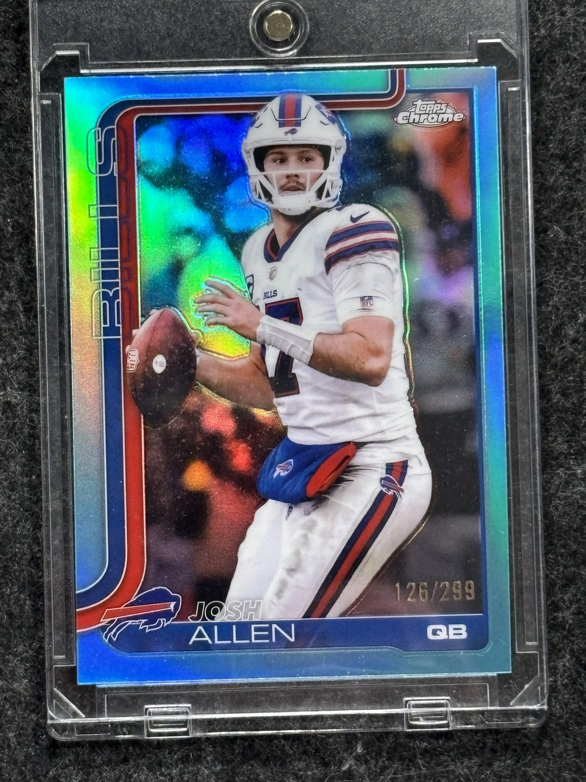 2025 Topps Chrome #34 Josh Allen Teal Refractor #/299 Buffalo Bills SN