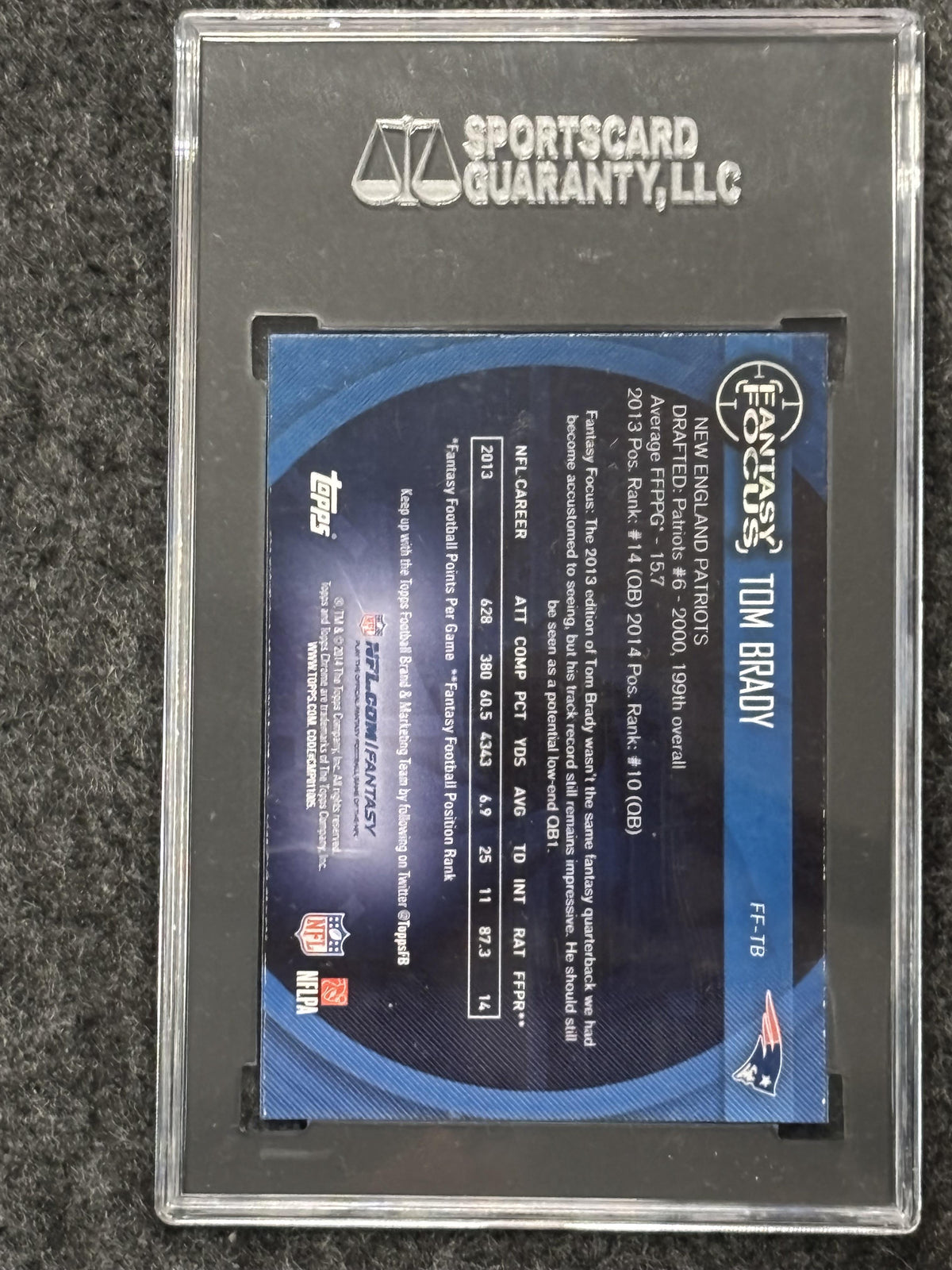2014 Topps #FF-TB Tom Brady Fantasy Focus SGC 9 New England Patriots