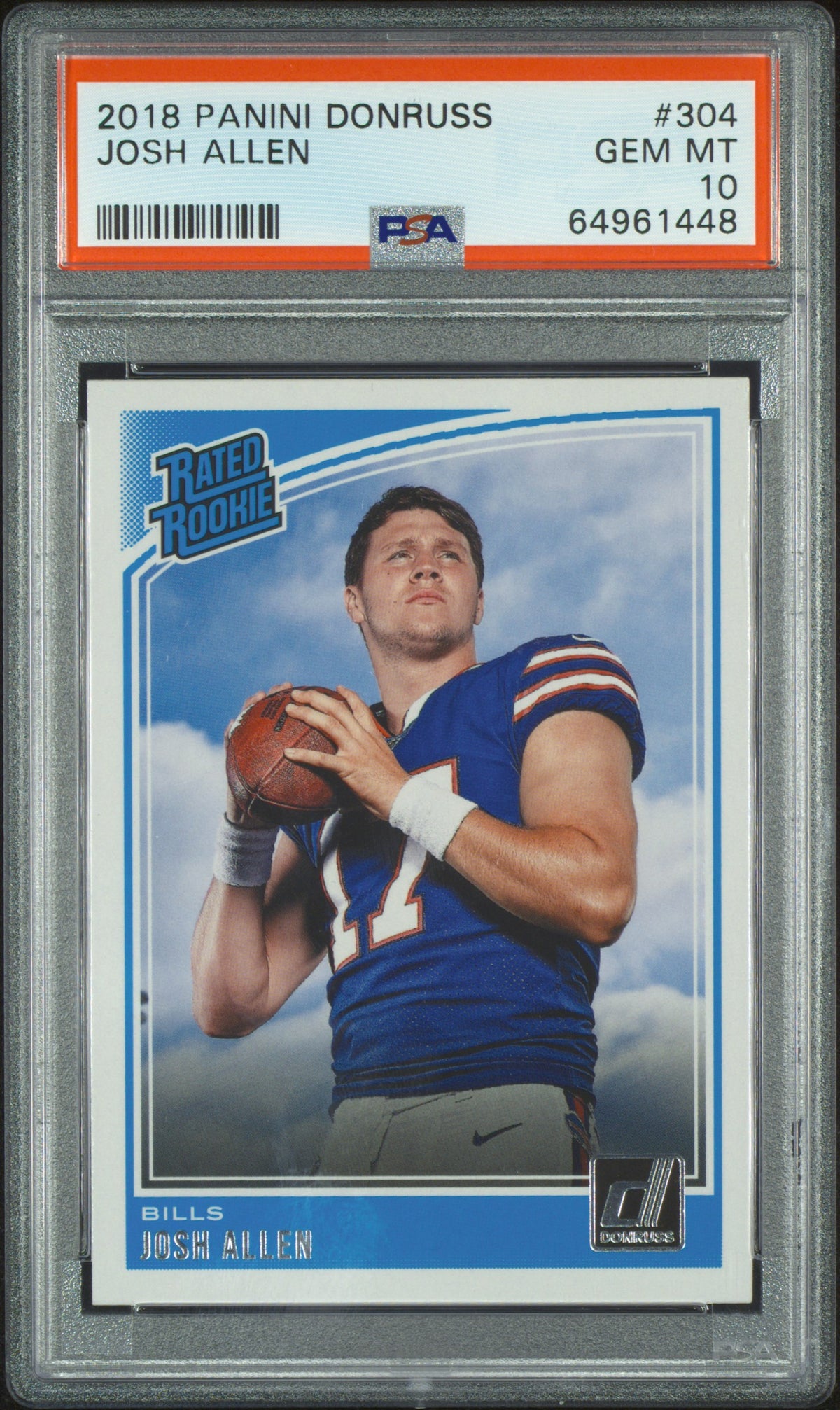 2018 Panini Donruss #304 Josh Allen PSA 10 Buffalo Bills RC