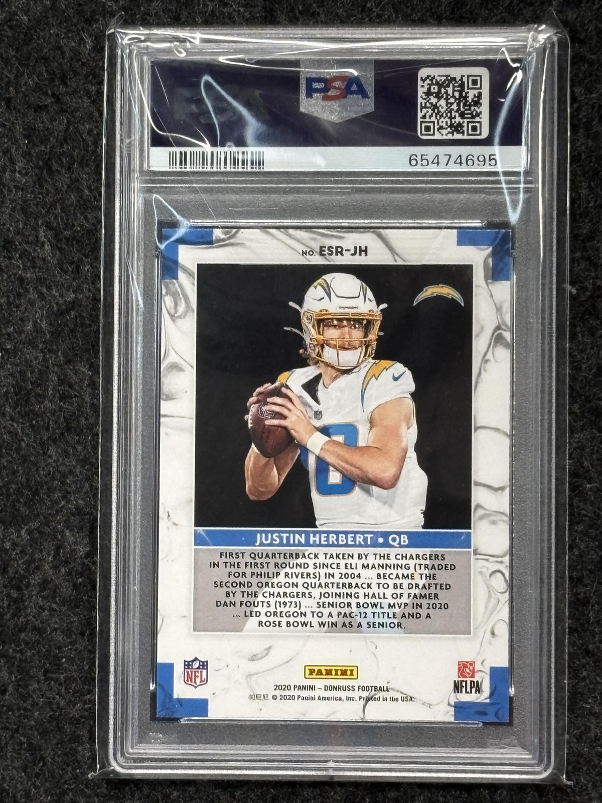 2020 Panini Donruss Elite Series #ESRJH Justin Herbert Elite Series-Rookies PSA 10 Los Angeles Chargers