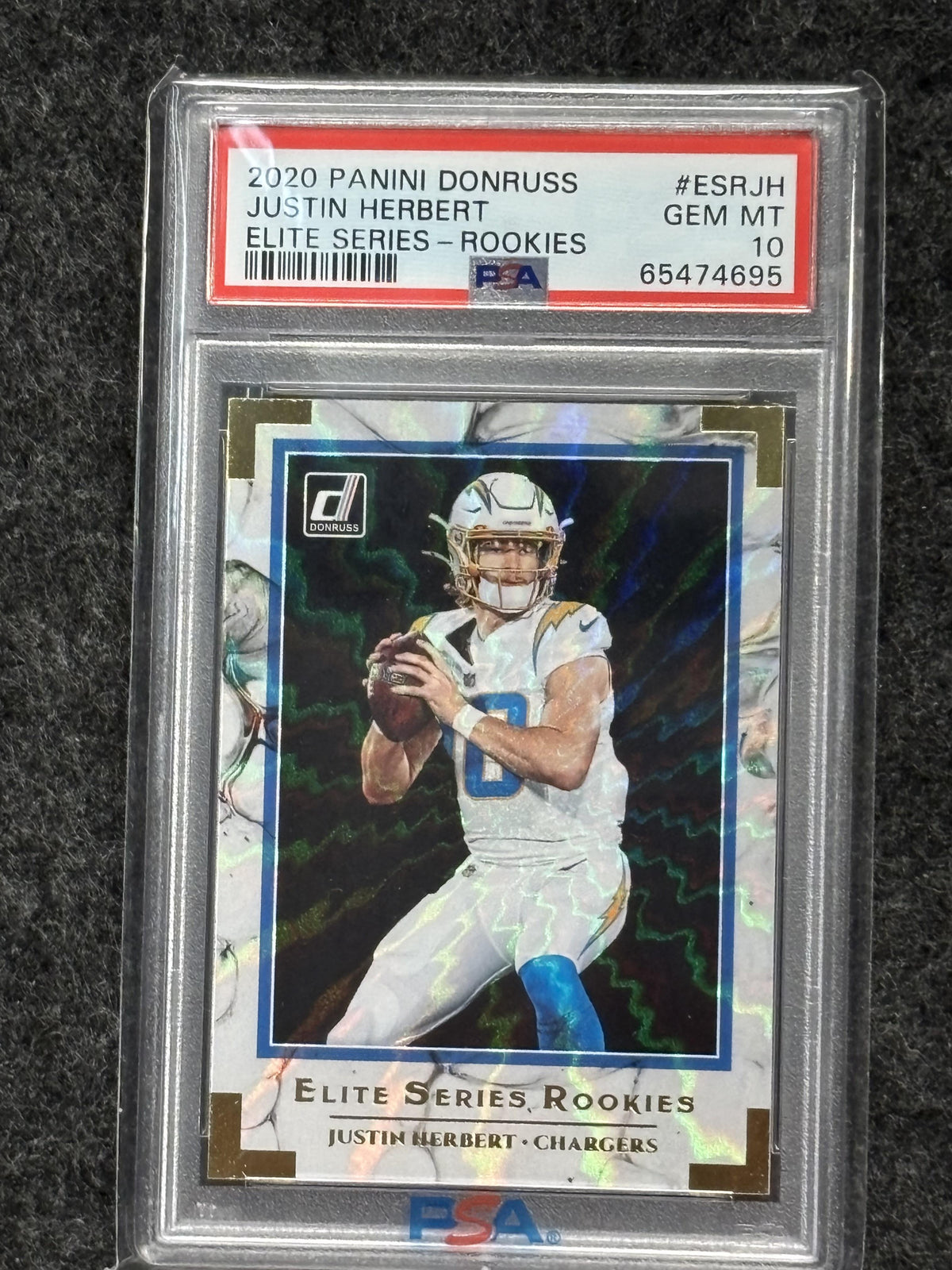 2020 Panini Donruss Elite Series #ESRJH Justin Herbert Elite Series-Rookies PSA 10 Los Angeles Chargers