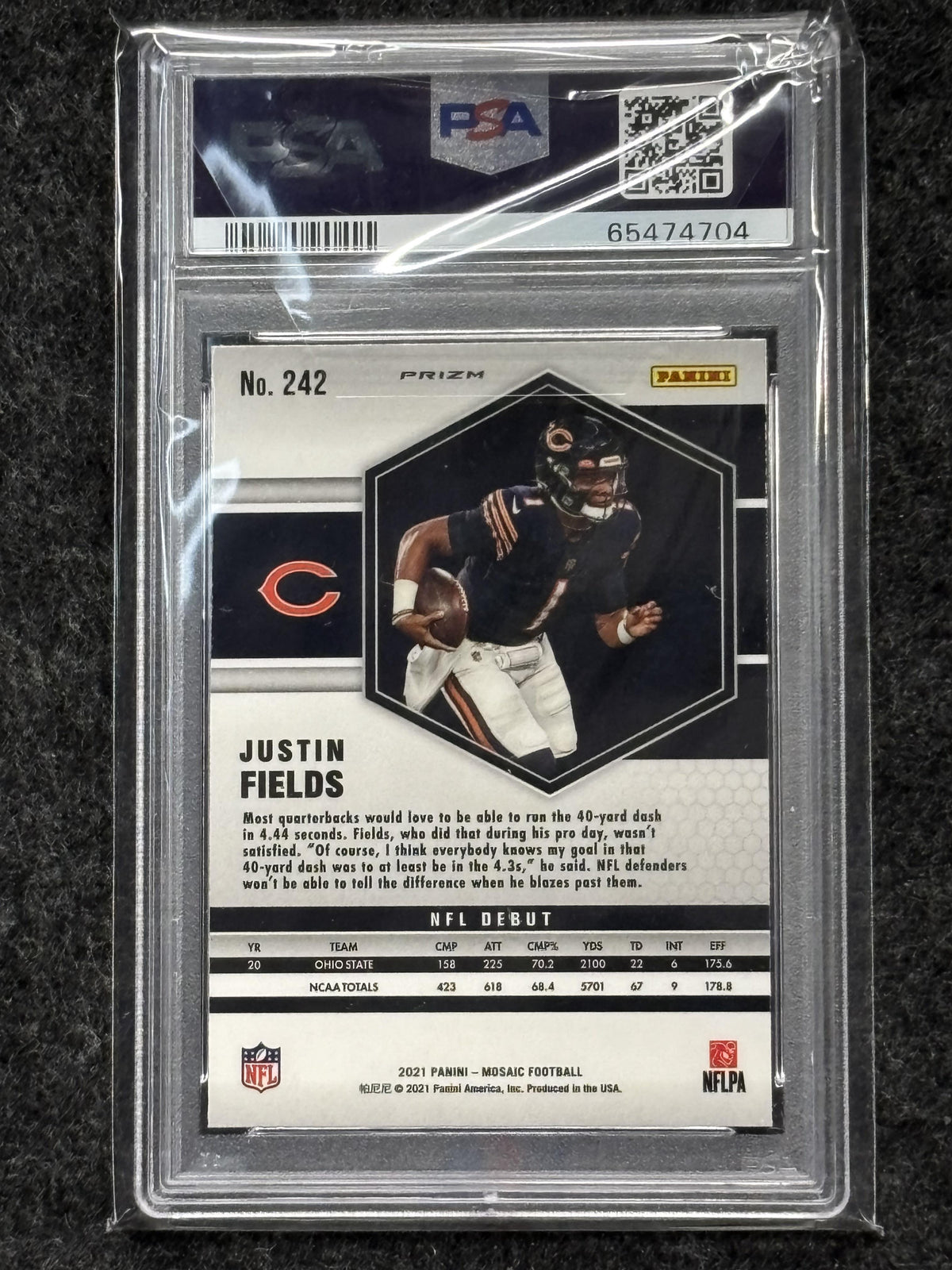 2021 Panini Mosaic #242 Justin Fields Reactive Orange PSA 10 Chicago Bears