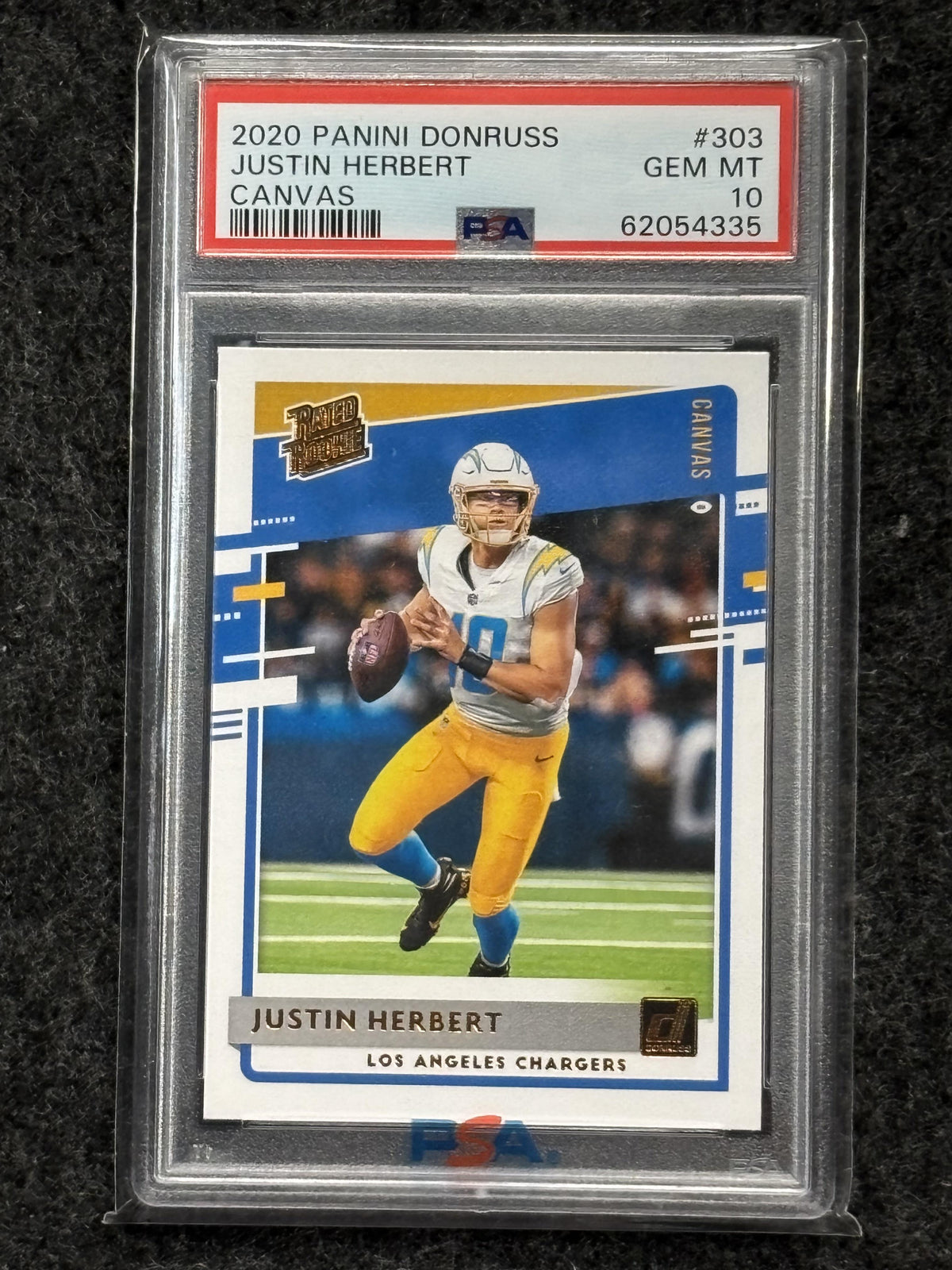 2020 Panini Donruss #303 Justin Herbert Canvas PSA 10 Los Angeles Chargers RC