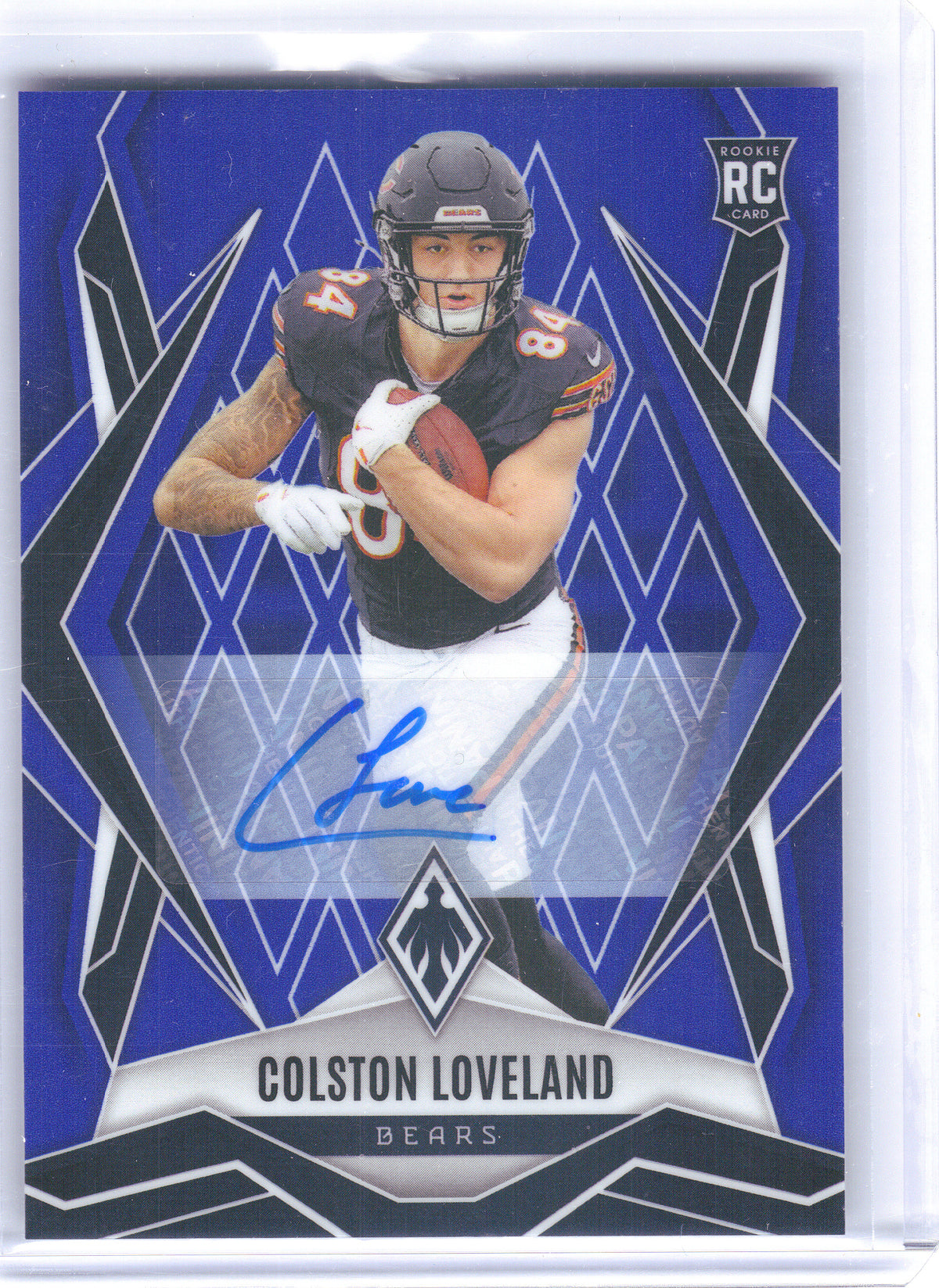 2025 Panini Phoenix #179 Colston Loveland Base Rookie Autographs Blue Prizm #/49 Chicago Bears SN, RC, AU