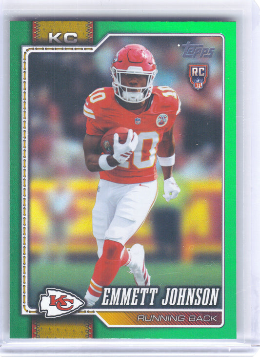 2026 Topps Flagship #313 Emmett Johnson Green Holo Foil #/99 Kansas City Chiefs SN