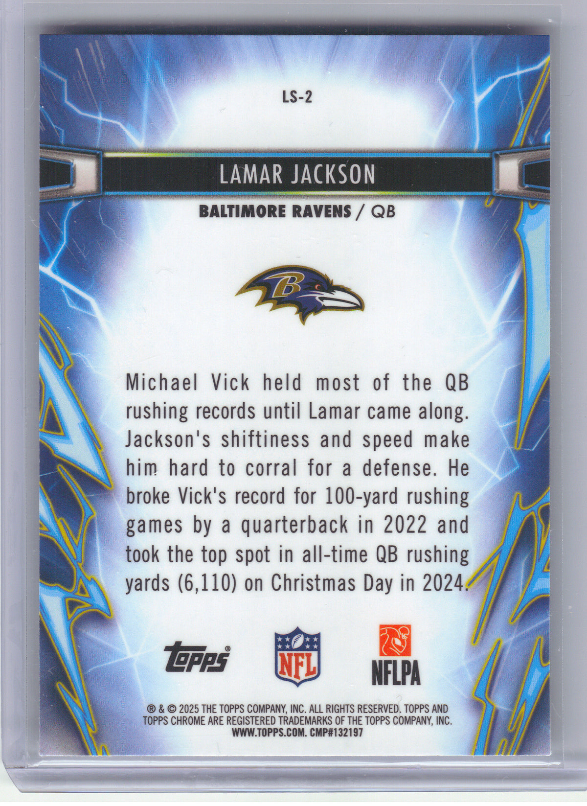 2025 Topps Chrome Cosmic #LS-2 Lamar Jackson Light Speed Baltimore Ravens
